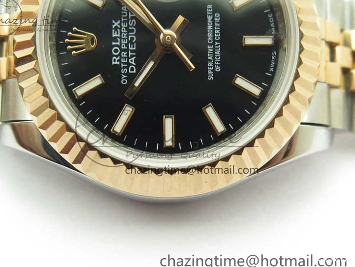 1218 Datejust 28mm 279173 SS RG BP Maker Best Edition Black Dial on SS RG Jubilee Bracelet ETA TopPick 2580